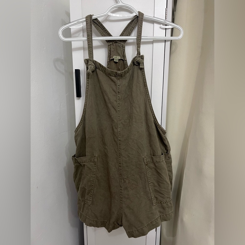 Aerie Khaki Overalls with Pockets